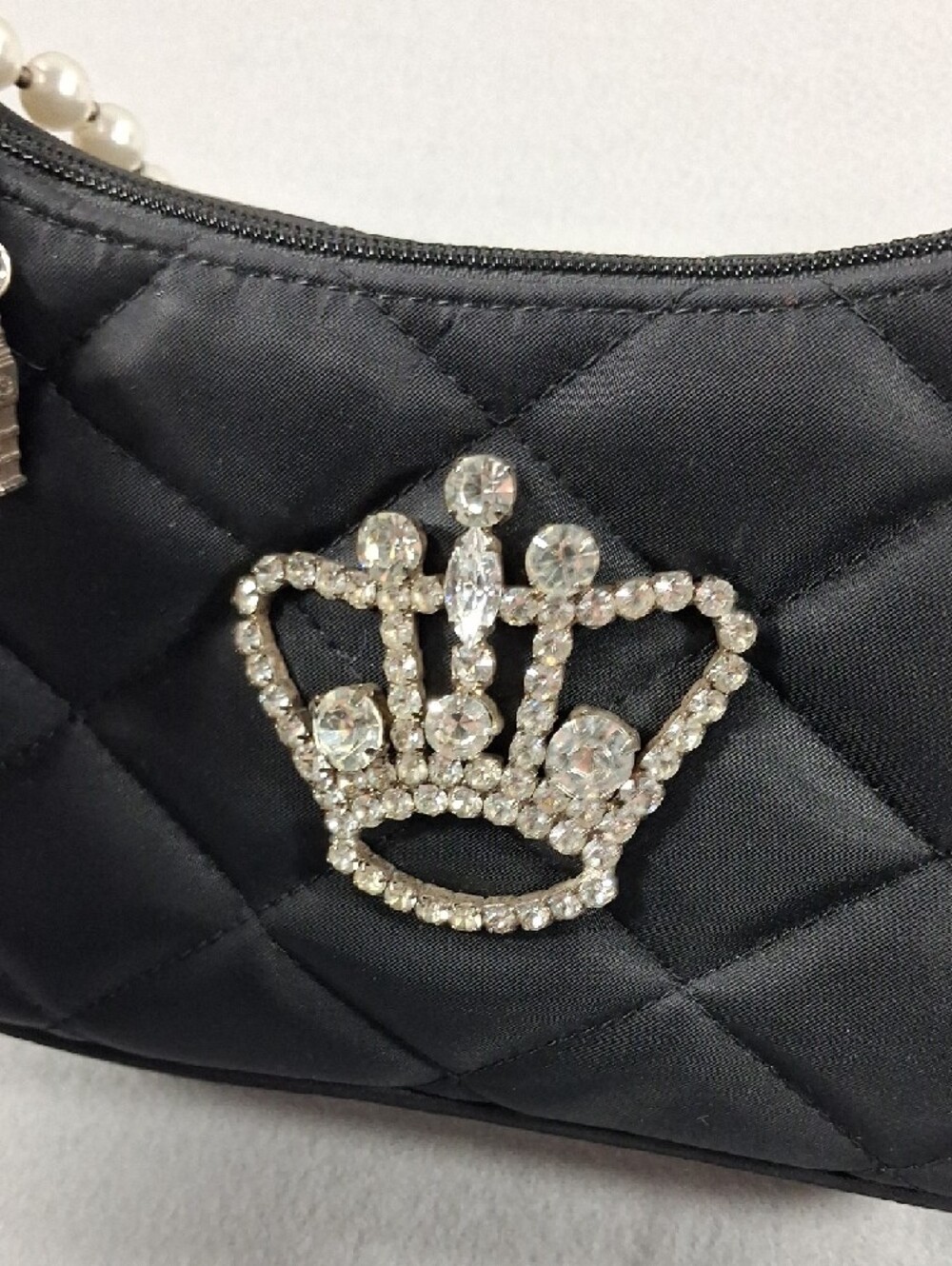 Elegant My Flat In London Black Quilted Pearl-Handle Shoulder Bag - Picture 8 of 9
